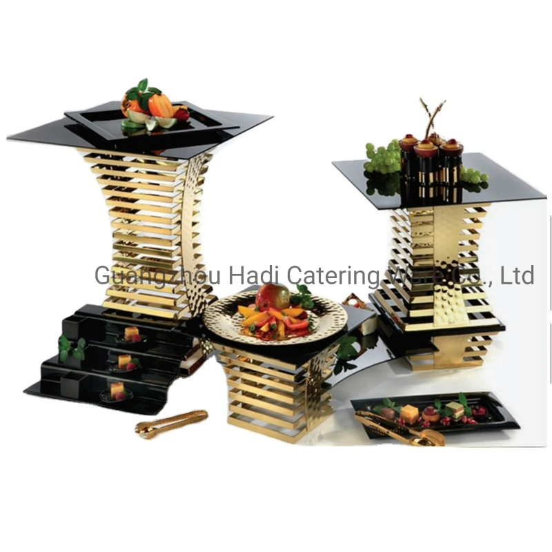 Restaurant Equipment Wholesale Buffet Display Cake Stand Modern Cater Buffet Stand Black Stainless Steel Dessert Rack